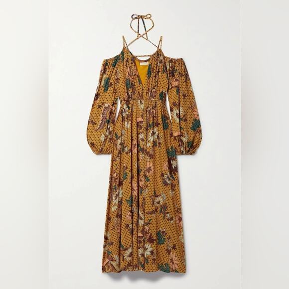 NWOT Ulla Johnson Noemi Cold Shoulder Long Sleeve Maxi Dress Size P(0) - Picture 2 of 15